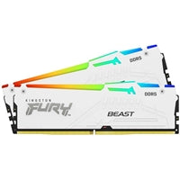 Kingston FURY Beast White RGB Kit, 32 GB (2 x 16GB), DDR5, 5600MHz, Unbuffered, 288-pin, DIMM, CL36, 1.25v Kingston FURY Beast White RGB Kit, 32 GB (2 x 16GB), DDR5, 5600MHz, Unbuffered, 288-pin, DIMM, CL36, 1.25v